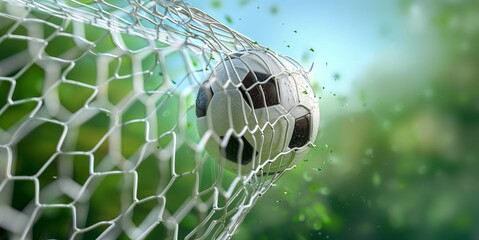 soccer ball in goal net