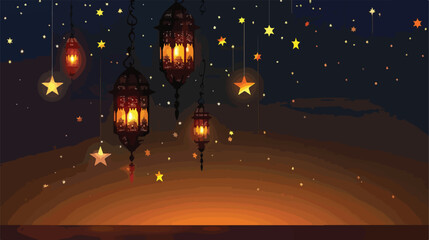 Fototapeta na wymiar Traditional arabic lamp and stars hanging style