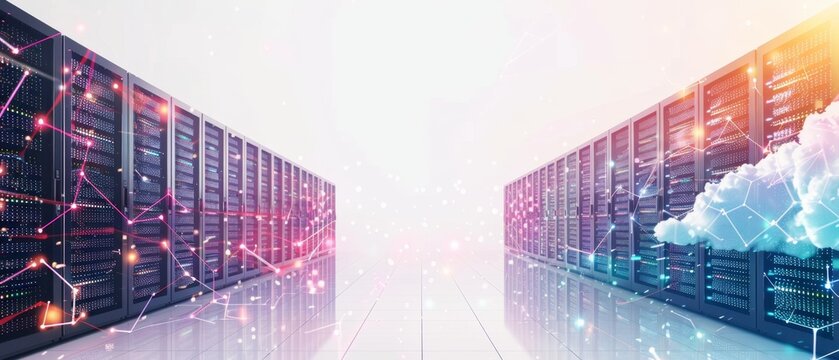 Minimalist Technology Theme with Cloud and Server Motifs

