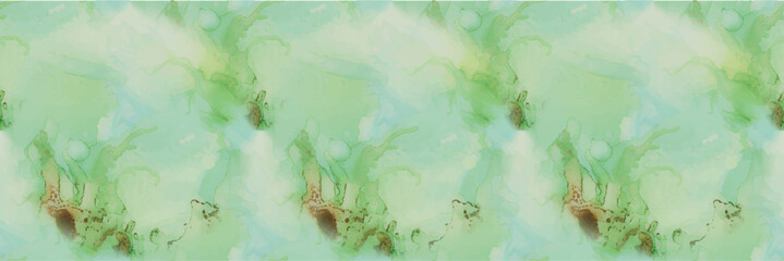Green Oriental Background. Copper Water Color