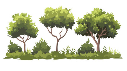 Trees plants with landscape isolated icon style