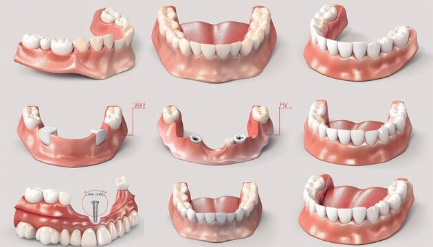 Step by step visual guide for tooth implant procedure with text annotations, high quality image