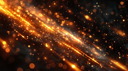 Naklejka premium Glowing dots in geometric shape, concept of light shining sparkling particles dots bokeh in blur color for hight tech business background