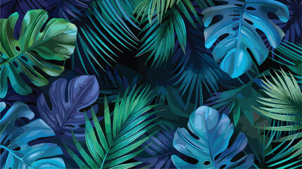 Tropical green and blue leaves design Nature summer 