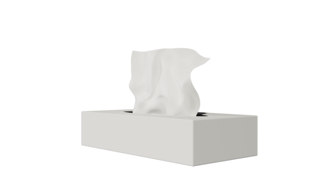 a tissue box with a tissue on it