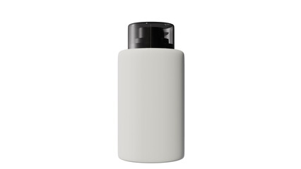 a white bottle with a black lid on a black background