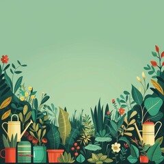 Minimalist Community Gardening Theme with Green Motifs


