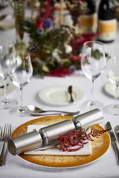 Festive table decoration for christmas celebrations