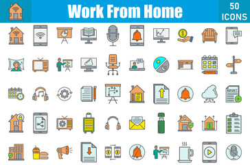 Work From Home Icons Set.Perfect Pixel.Vector Illustration