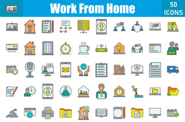 Work From Home Icons Set.Perfect Pixel.Vector Illustration