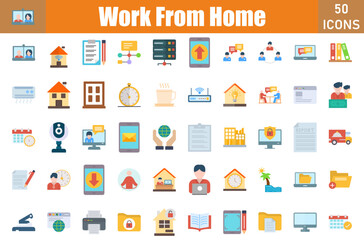 Work From Home Icons Set.Perfect Pixel.Vector Illustration