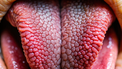 Detailed macro photo of a tongue with intricate texture