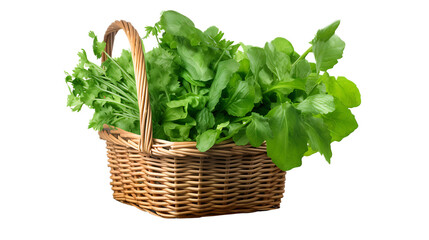Naklejka premium A basket of arugula with a transparent background.