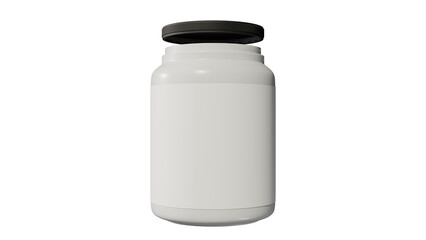 a white bottle with a black lid
