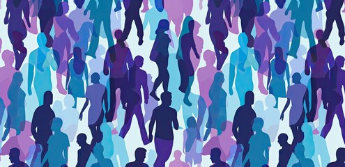 People profile heads Seamless pattern of a crowd of many different people profile