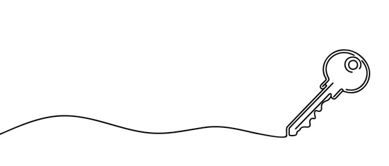 one line drawing of isolated vector object key