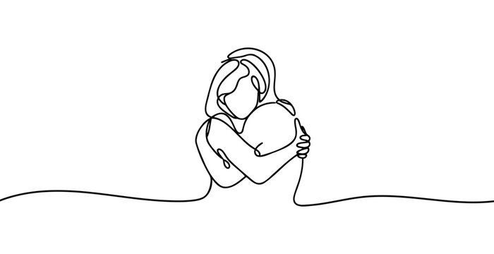 one line drawing of man and woman hugging vector minimalism. Single hand drawn continuous of man and woman in romantic moment. Vector illustration