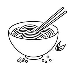 One continuous line drawing of fresh delicious Japanese ramen restaurant logo emblem. Fast food noodles template concept.