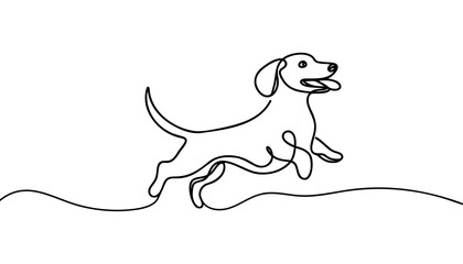 Dog Continuous one line drawing. Vector illustration.