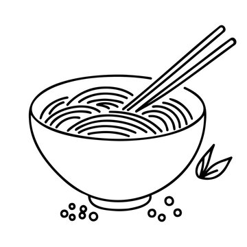 recommend clip art: One continuous line drawing of fresh delicious Japanese ramen restaurant logo emblem. Fast food noodles template concept.
