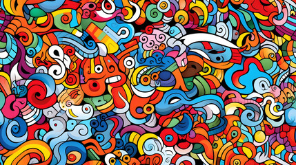 Obraz premium stunning doodle mania graffiti pattern geometric shapes design poster background