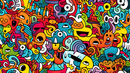 Obraz premium stunning doodle mania graffiti pattern geometric shapes design poster background