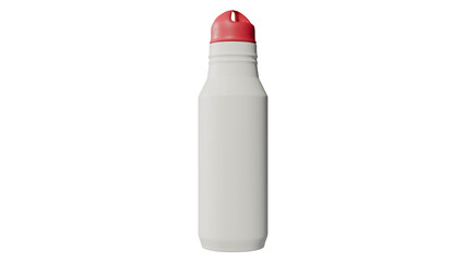 a white bottle with a red cap on a black background