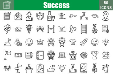Success Icons Set.Perfect Pixel.Vector Illustration