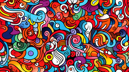 Fototapeta premium stunning doodle mania graffiti pattern geometric shapes design poster background
