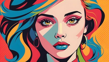 Pop art style illustrations featuring bold colors