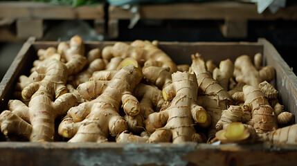 fresh harvested ginger from the garden