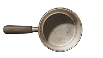 a pan with a wooden handle on a black background