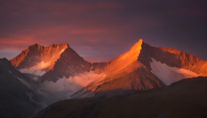 A mountain range glowing in the light of a fiery s upscaled_3