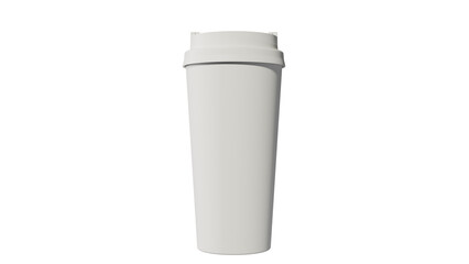 a white plastic cup with a lid on a black background