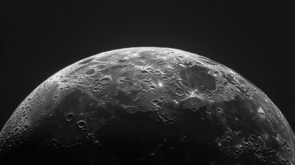 Awe-inspiring moon surface in dark void of space visible from afar in the night sky