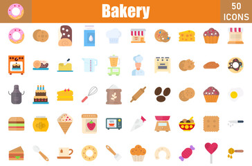Bakery Icons Set.Perfect Pixel.Vector Illustration