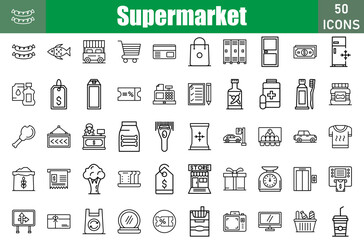 Super Market Icons Set.Perfect Pixel.Vector Illustration