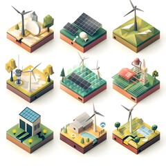Obraz premium Illustrated Depictions of Diverse Renewable Energy Sources for Sustainable Power