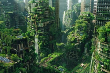Obraz premium Post-Apocalyptic City Transformed into Verdant Urban Oasis
