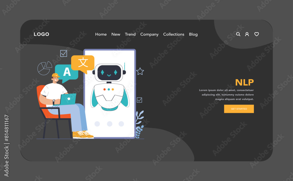 Canvas Prints chat bot dark or night mode web or landing. ai-powered customer service