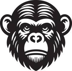 Chimpanzee head silhouette vector illustration.