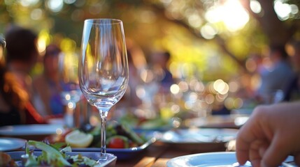 Obraz premium Wine Glass at a Family Meal