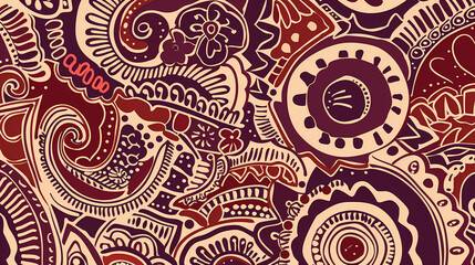 Abstract Seamless pattern with floral element henna style vector image