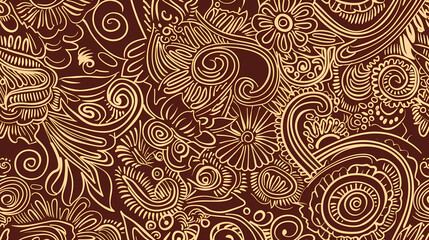 Abstract Seamless pattern with floral element henna style vector image