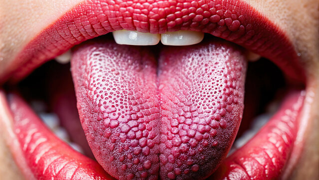Macro view of a tongue showcasing its unique sensory features