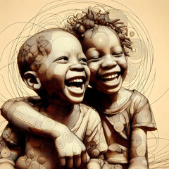 a sketch of the smile and joy of an African child