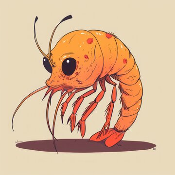 orange cartoon shrimp with big eyes clip art preview