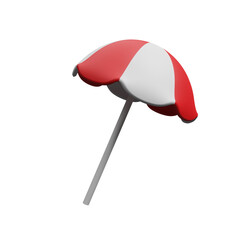 Beach umbrella icon, Summer beach vacation scene with transparent background. 3d refreshing summer sale template. Holiday, Time to travel concept. 3d render illustration