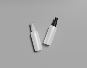 spray bottles mockups with transparent cap  isolated