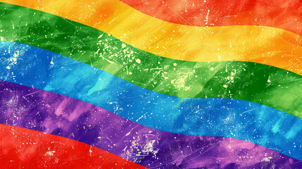 A vibrant LGPTQ+ Pride flag illustration with bold, colorful stripes representing the diversity and unity of the community, set against a clean, white background, with plenty of negative space for